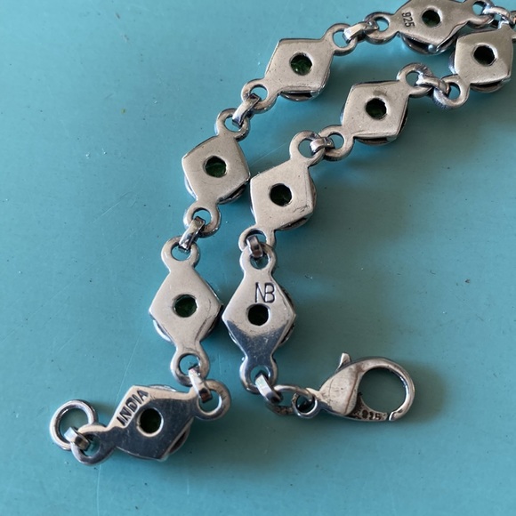 Nicky Butler Sterling Silver Peridot Station Bracelet 7” marked INDIA 925 NB - Picture 6 of 8